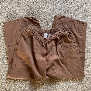 FLAX linen relaxed fit elastic pants